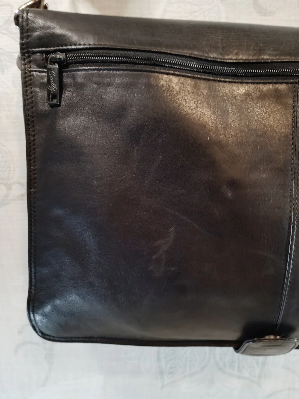 Scully Black Leather Messenger/Briefcase Crossbody Bag